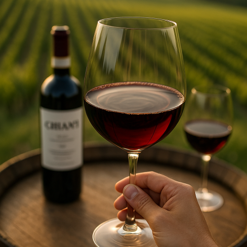barile di vino con calici