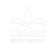 dentro illogo troviamo una bottiglia sopra a delle colline con sotto la scritta chianti wine tasting
